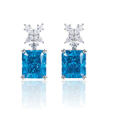 Rectangle Blue Zircon Drop Earrings